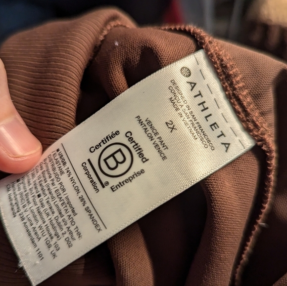 Athleta Venice Brown Wide Leg Side Slit Pants Pull on - Picture 12 of 12